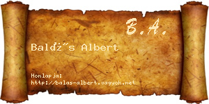Balás Albert névjegykártya