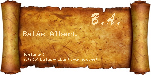 Balás Albert névjegykártya