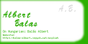 albert balas business card