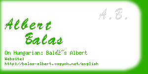 albert balas business card